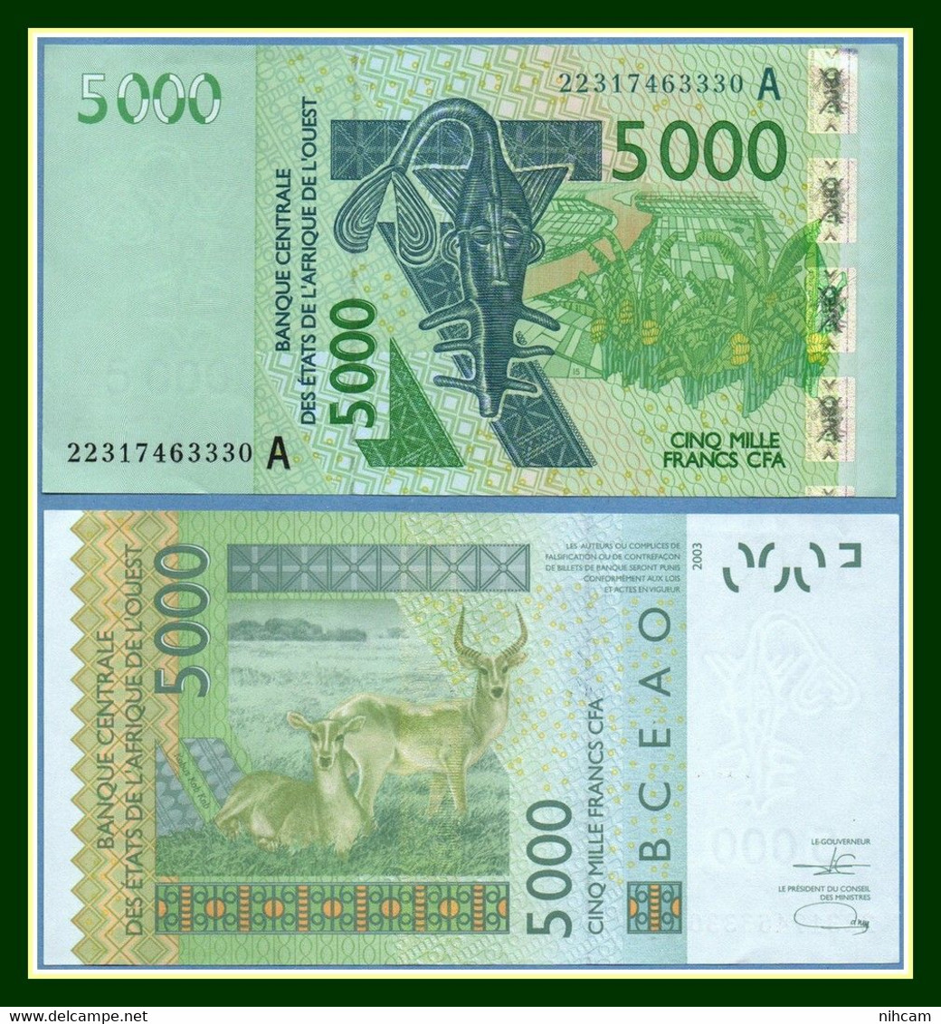 Côte D'Ivoire Billet 5000 CFA Neuf (non Circulé) 2003 Antilope - Ivoorkust