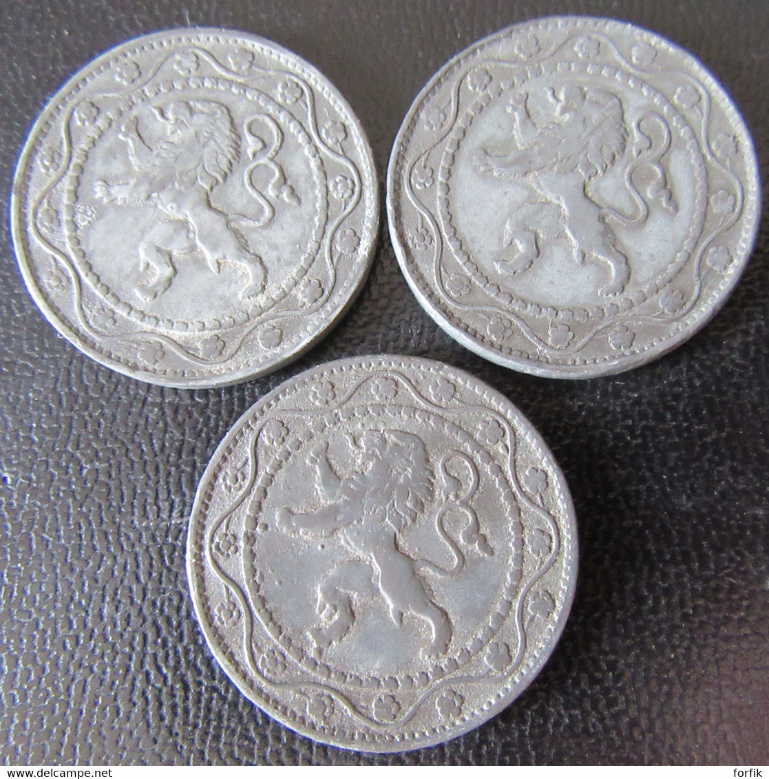 Belgique - 3 Monnaies 25 Centimes En Zinc 1916 X 2 Et 1918 - 25 Centimes