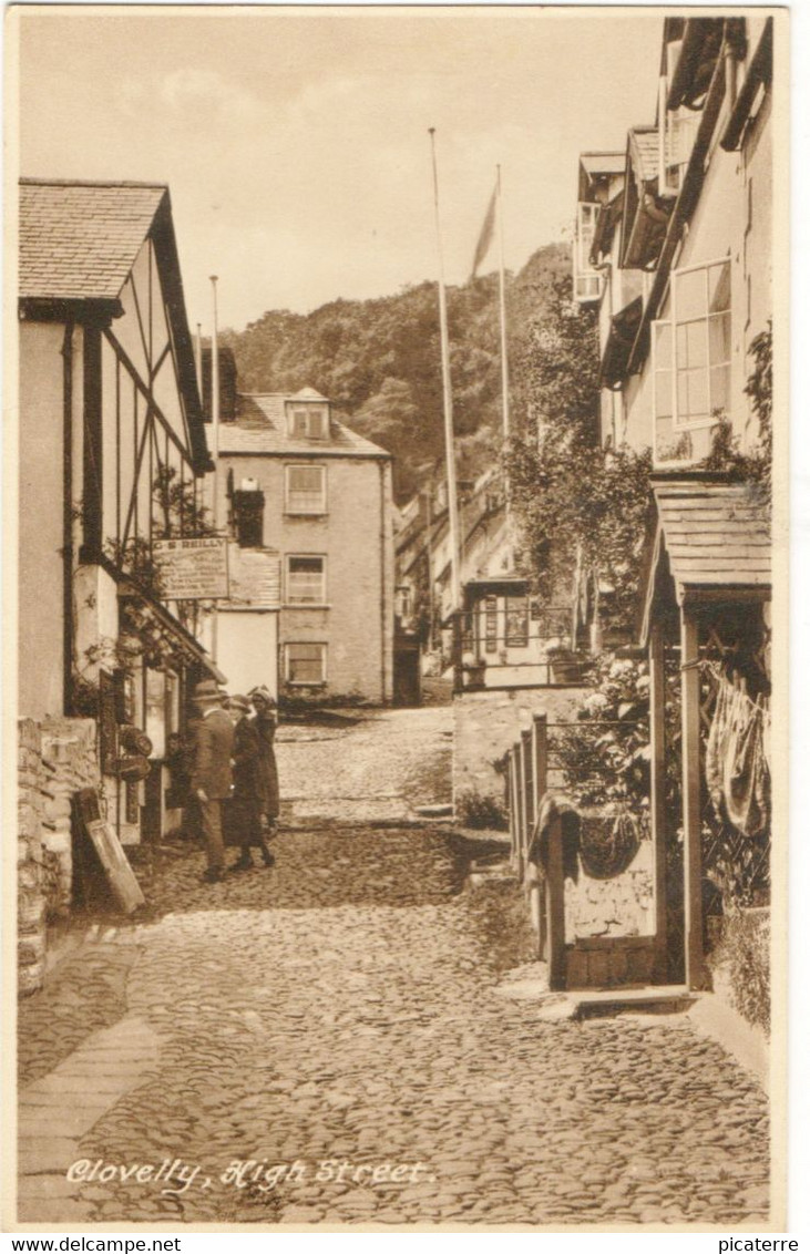 Clovelly, High Street  1920   (G.S.Reilly store visible on l.h.side) F.Frith & Co.  69400A