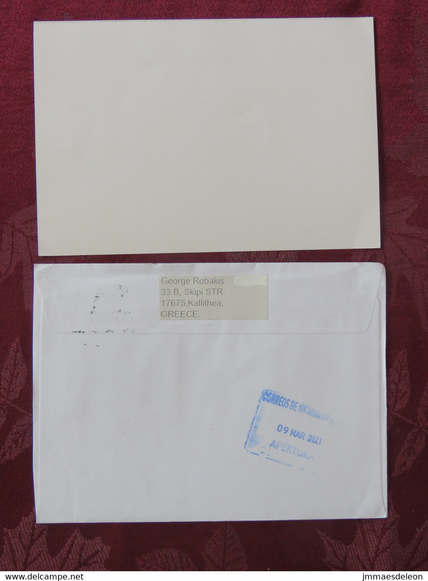Greece 2021 Cover To Nicaragua - Landscape - Computer - Cover With Only 0.03 Euros Franking - Briefe U. Dokumente