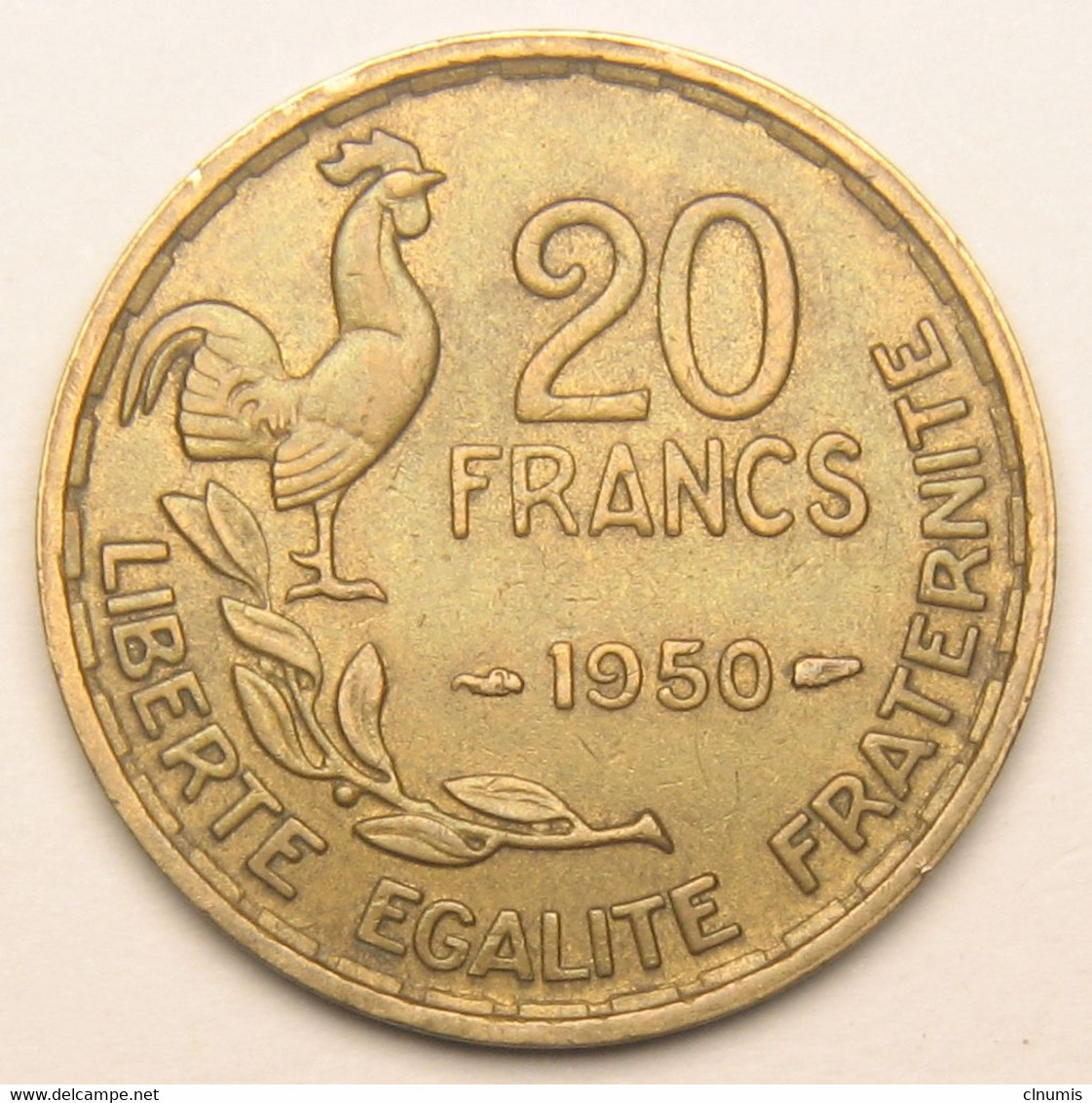 20 Francs Georges Guiraud, 3 Faucilles, 1950, Bronze-aluminium - IV° République - 20 Francs