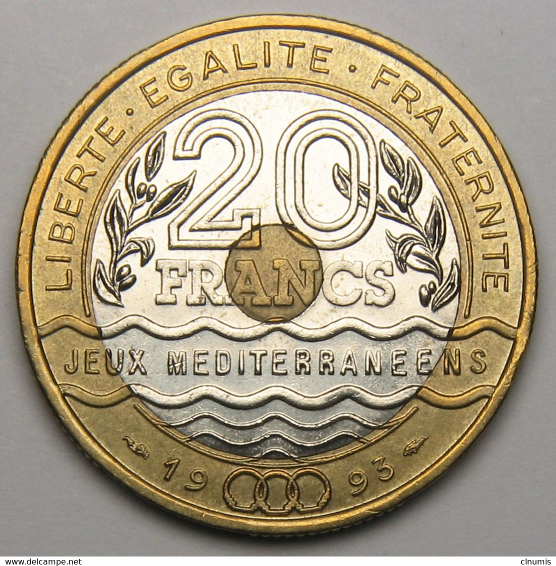 20 Francs Jeux Méditerranéens, 1993, Bronze-aluminium Nickel - V° République - 20 Francs