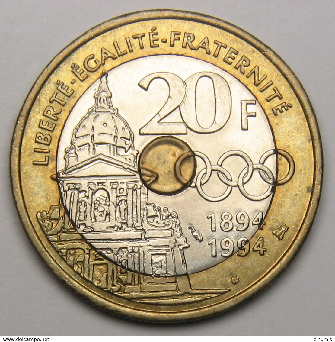 20 Francs Pierre De Coubertin, 1994, Bronze-aluminium Nickel - V° République - 20 Francs