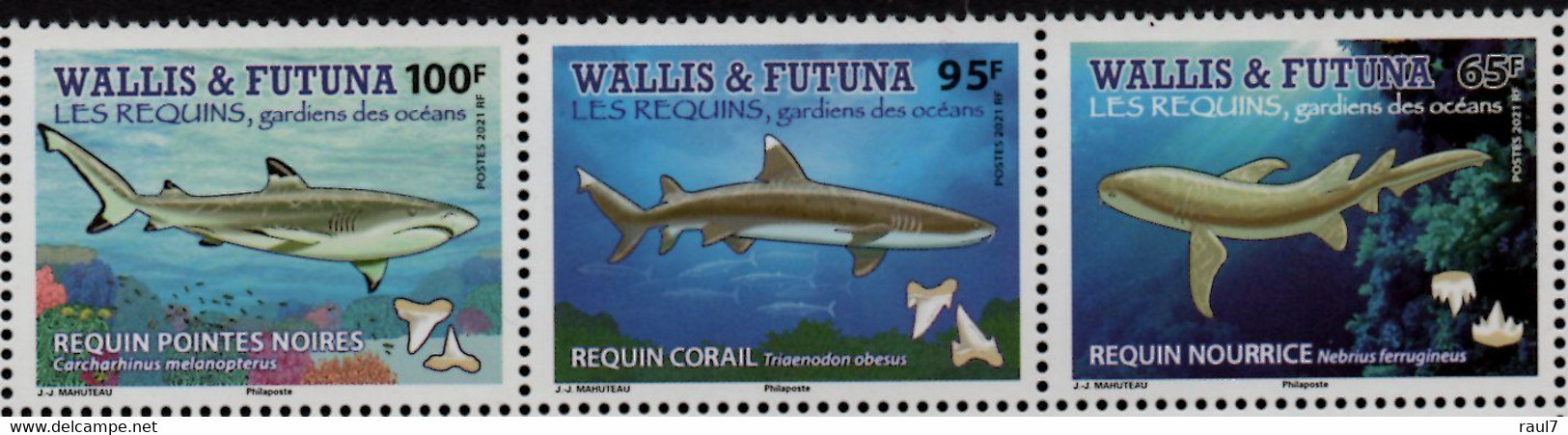 Wallis Et Futuna 2021 - Faune Marine, Requins Gardien Des Océans - 3 Val Neuf // Mnh - Unused Stamps
