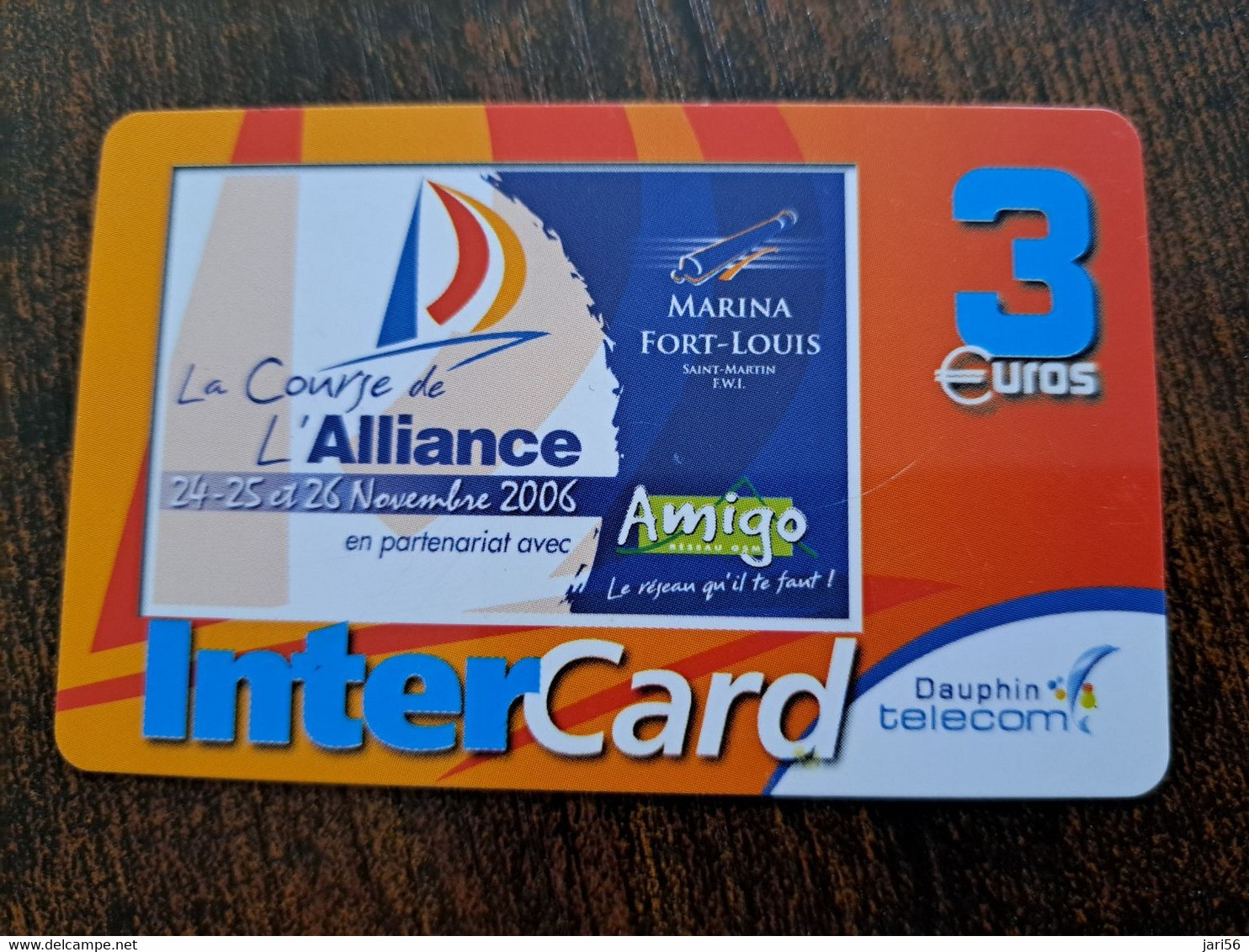 ST MARTIN  INTERCARD  / LYONS INTERNATIONAL/ ALLIANCE AMIGO          3  EURO /   INTER 156 / USED  CARD    ** 10212 ** - Antillen (Französische)