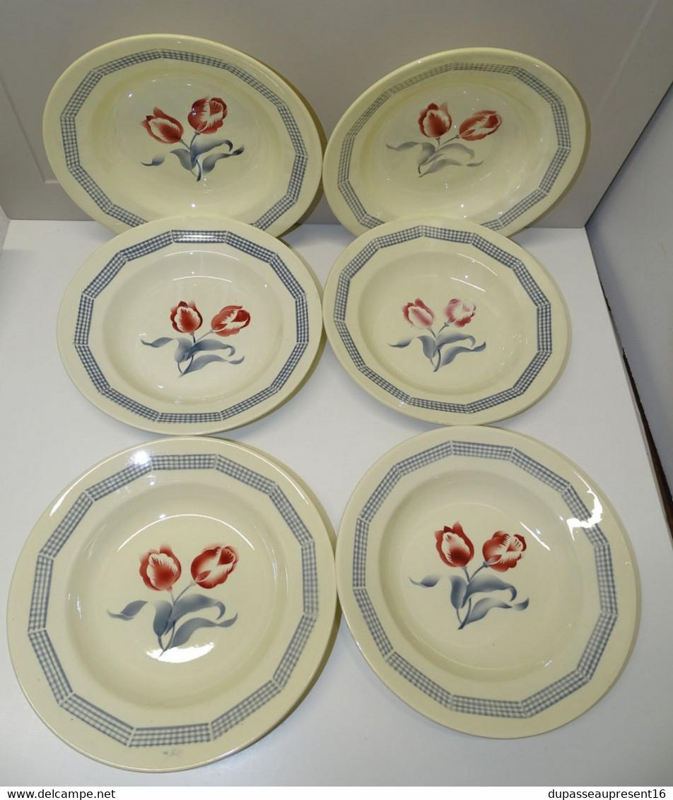 *6 ASSIETTES DEMI CREUSES LE CONSORTIUM LES GRANDES MARQUES DIGOIN TULIPE  E - Digoin (FRA)