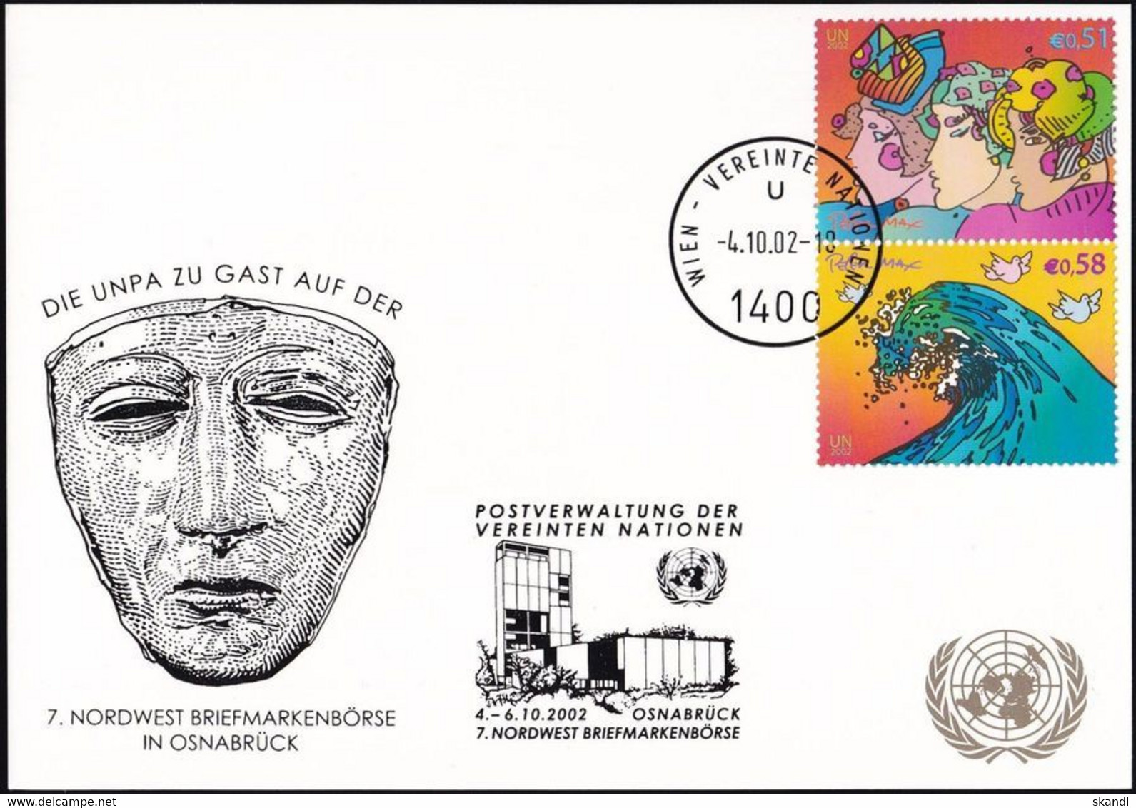 UNO WIEN 2002 Mi-Nr. 245 WEISSE KARTE - NORDWEST BRIEFMARKENBÖRSE OSNABRÜCK 04.10.2002 - Lettres & Documents