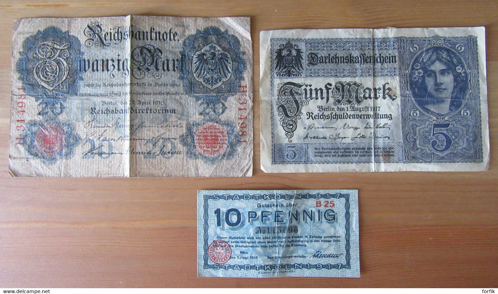 Allemagne / Deutschland - 7 Billets Divers Entre 1910 Et 1918 - 10 Pfennig Köln, 1 Mark, 5 Mark, 20 Mark - Sammlungen