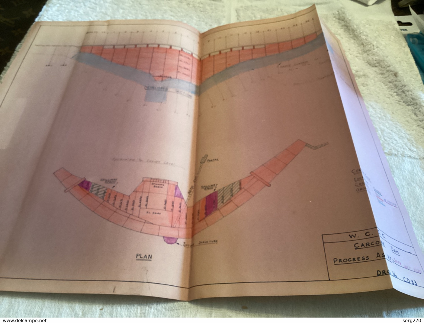 Plan   Dessin Carcoar Dam WATER  CARCOAR   BARRAGE 1970;australia Australie - Public Works