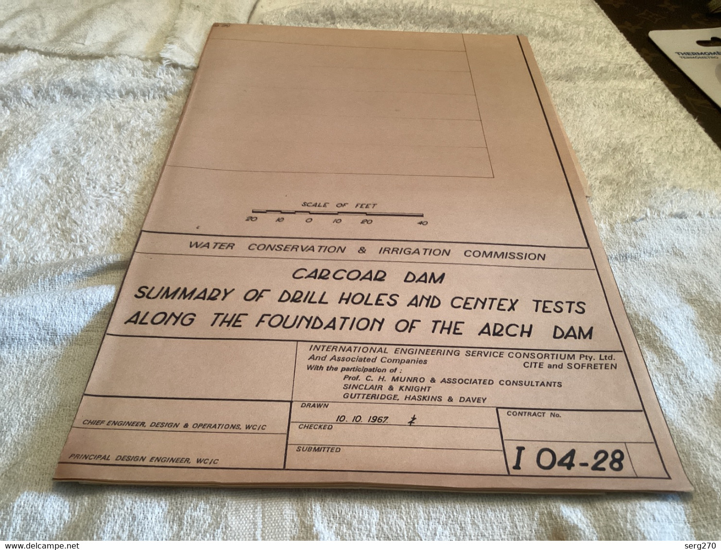 Plan WATER CONSERVATION AND IRRIGATION  CARCOAR DAMScale: 20 Feet +0 On Inch INTERNATIONAL ENGINEERING SERVICE CONSORTIU - Publieke Werken