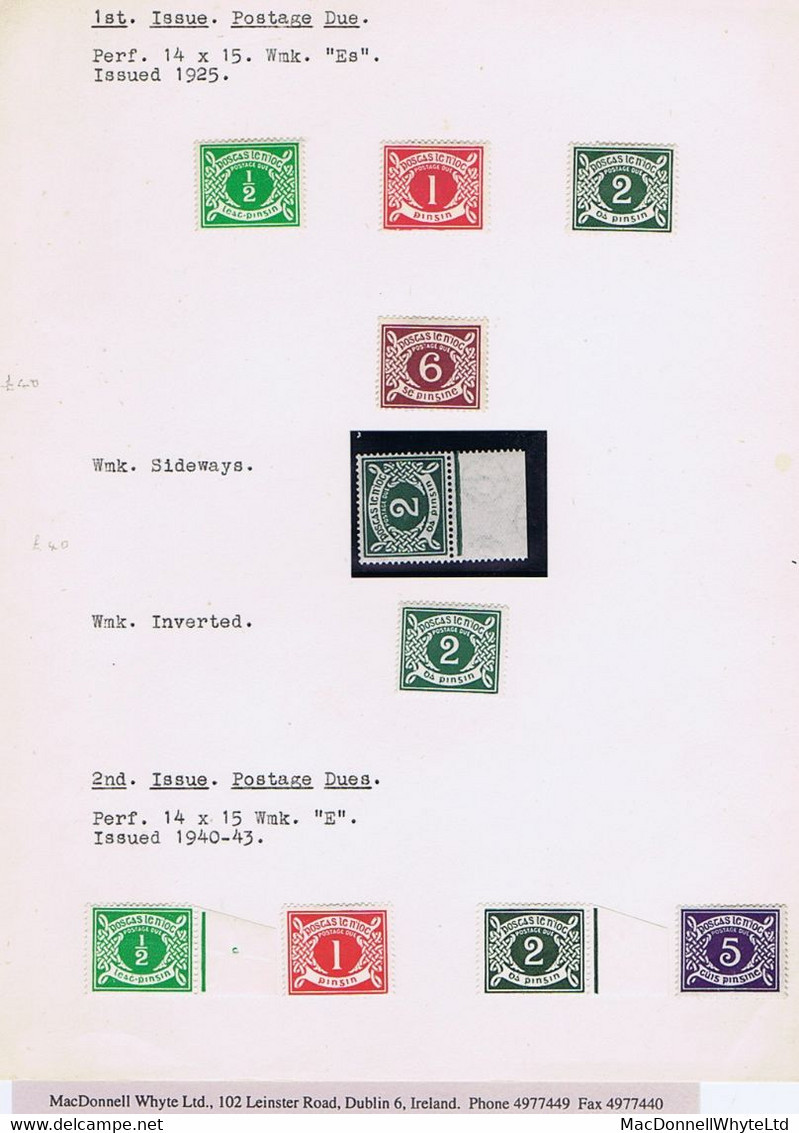 Ireland Postage Dues 1925 Watermark Se Set Of 4, Plus 2d Wmk Sideways, 2d Wmk Inverted, Also 1940 ½d 1d 2d 5d,mint Hinge - Segnatasse