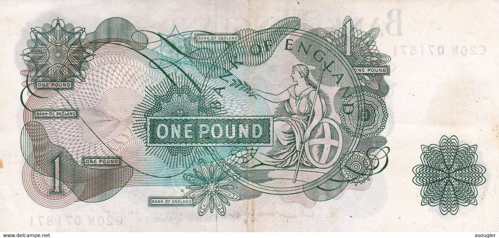 Great Britain United Kingdom England 1 POUND 1962-66 EXF P-374d "free Shipping Via Registered Air Mail" - 1 Pound