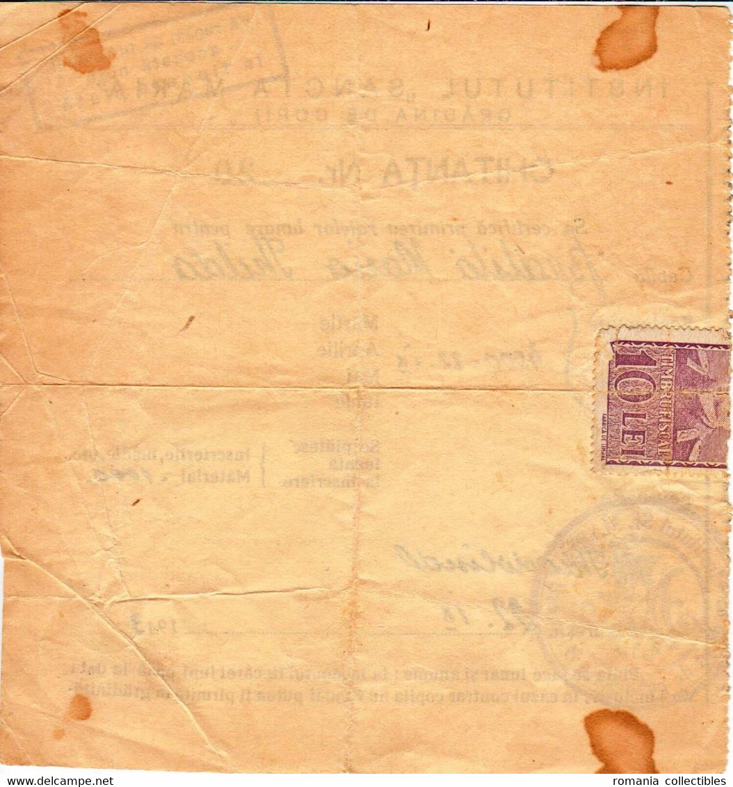 Romania, 1943, Vintage Bill / Receipt - Revenue / Fiscal Stamps / Cinderellas - Revenue Stamps