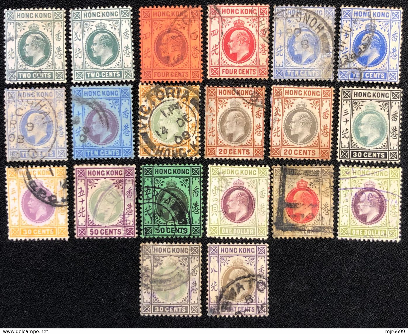 HONG KONG 1903\04\07\11KING EDWARD X 20 STAMPS, WITH SOME GOOD VALUES - Gebruikt