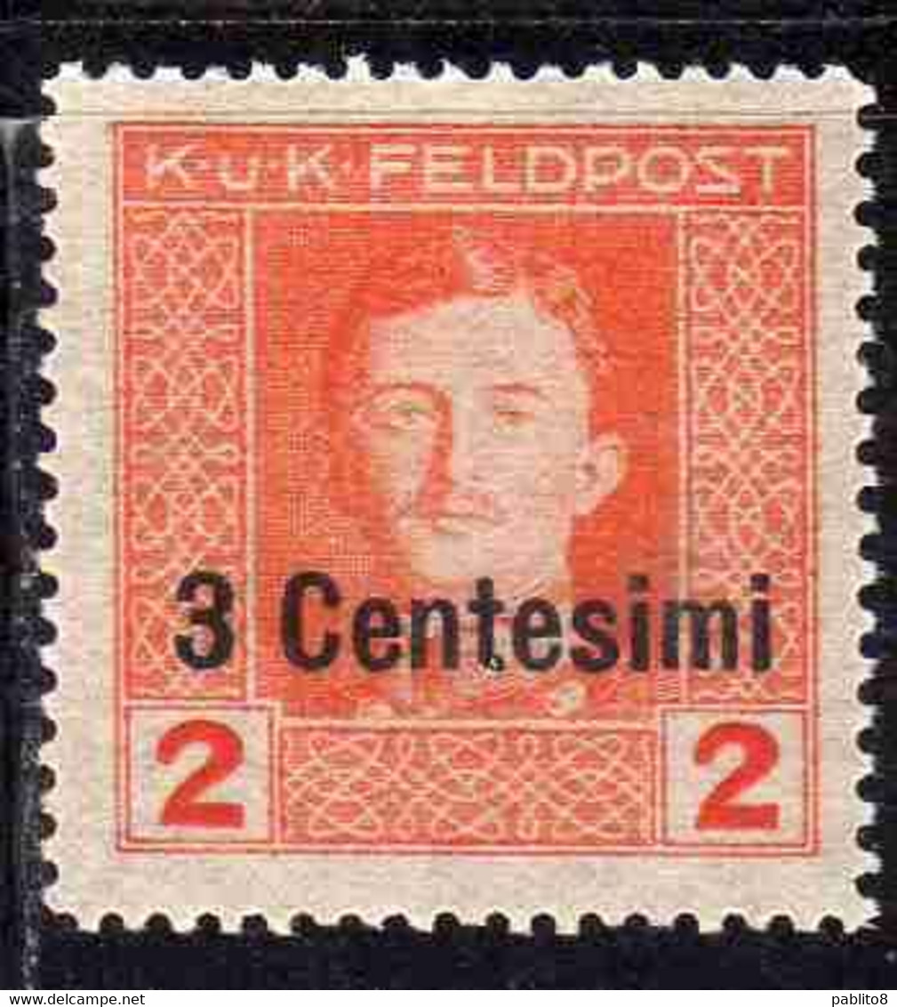 AUSTRIAN OCCUPATION OCCUPAZIONE AUSTRIACA 1917 1918 IMPERATORE EMPEROR CARL I CARLO CENT. 3c Su 2h MNH - Oostenrijkse Bezetting