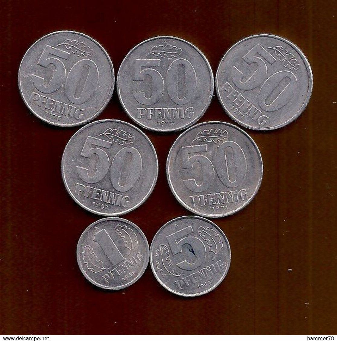 DDR GDR 1958 - 1989 12coins 50 PFENNIG 5 PFENNIG 1 PFENNIG - 50 Pfennig