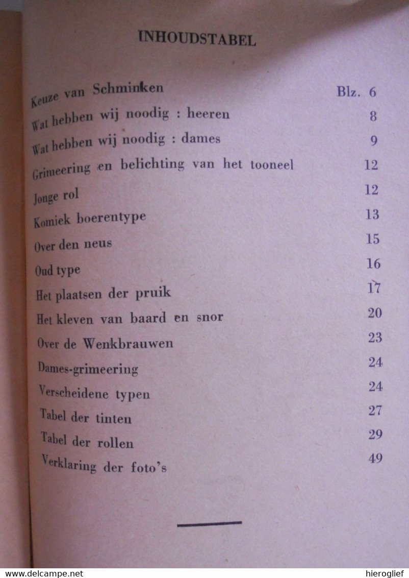 Wat weet ge? nr 8  GRIMEERKUNST door Willy Condès boekuil & karveel / schminken grime grimeren toneel tekeningen Masson