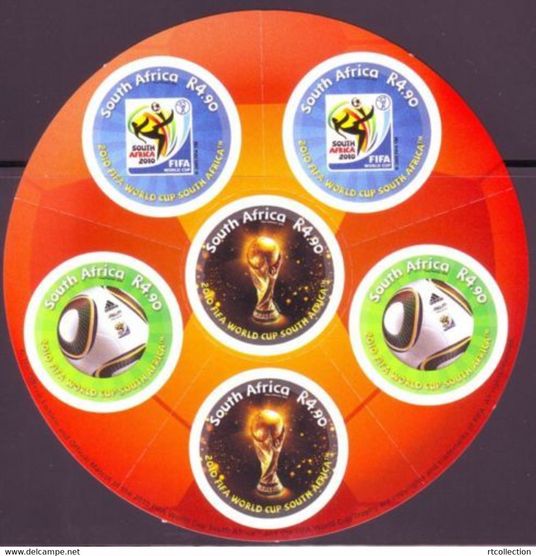 South Africa RSA 2010 FIFA World Cup Football Game Soccer Sports Round Shap Stamps MS  MNH SG 1786 - Nuovi