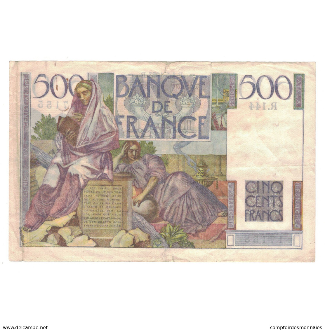 France, 500 Francs, Chateaubriand, 1953, R.144, TTB, Fayette:34.12, KM:129c - 500 F 1945-1953 ''Chateaubriand''