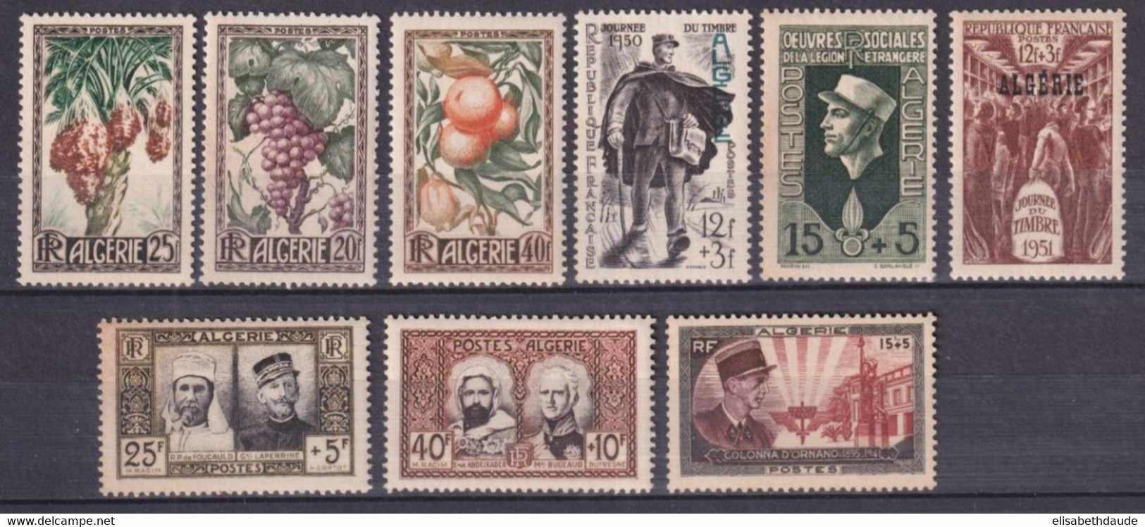 ALGERIE - ANNEES 1950+1951 COMPLETES ** MNH - YVERT N°279/287 - COTE 2022 = 54.5 EUR. - Años Completos