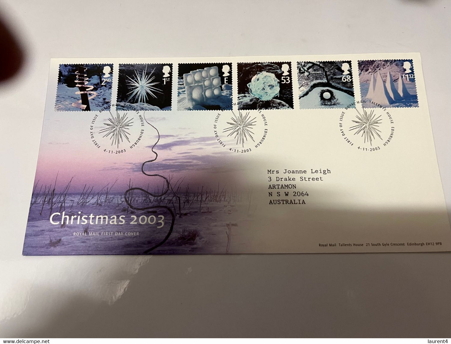 (1  G 57) UK FDC Posted To Australia - 2003 - Christmas - 2001-2010 Dezimalausgaben