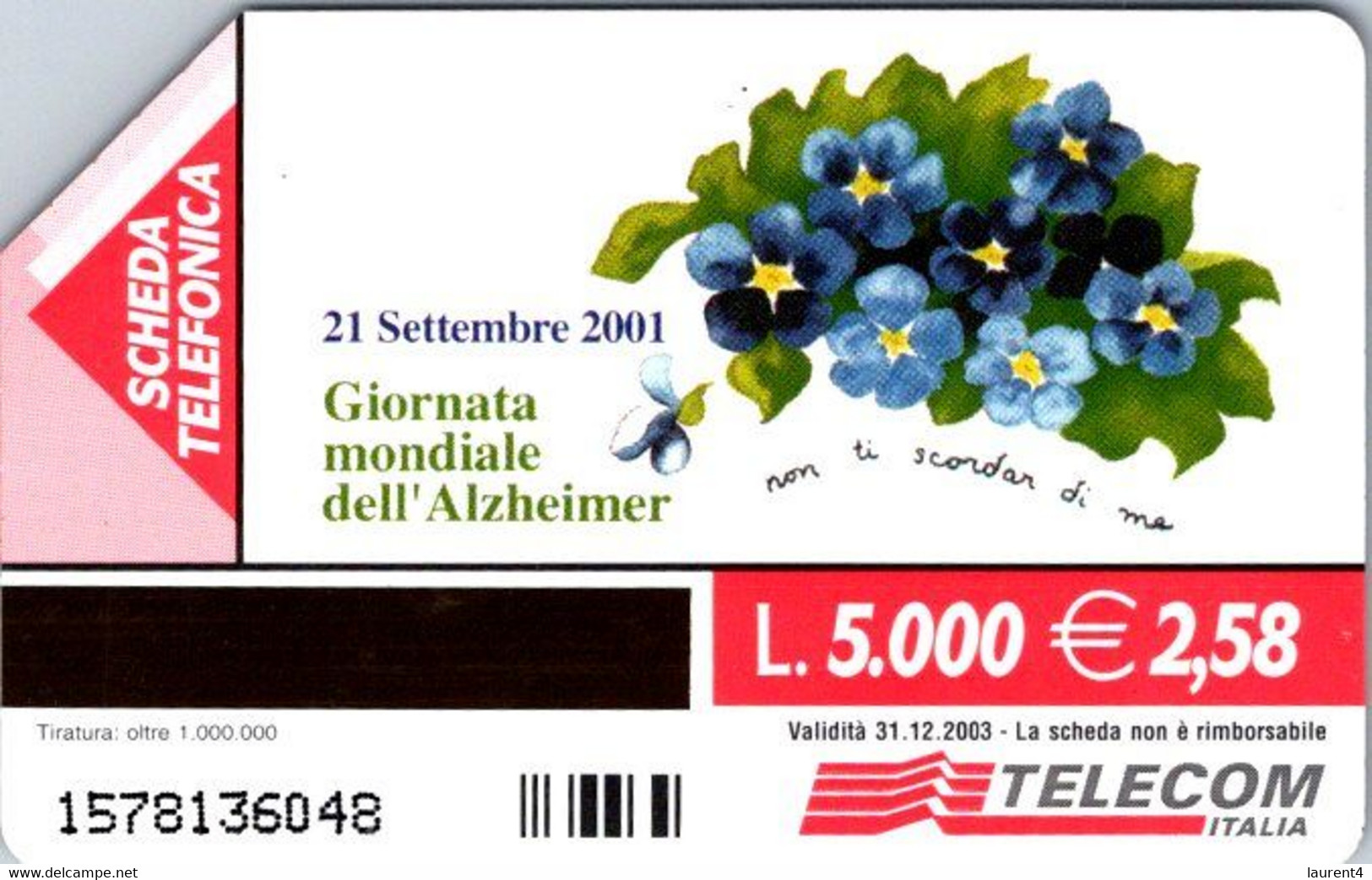 (24-6-2022 G) Phonecard -  Italy - (1 Phonecard)  2.58 Euro - Alzheimer - A Identificar
