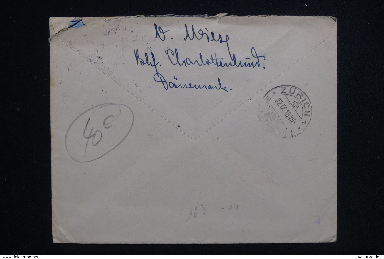 DANEMARK - Entier Postal + Complément En Recommandé De Charlottenlund Pour Zürich En 1918 - L 123959 - Interi Postali