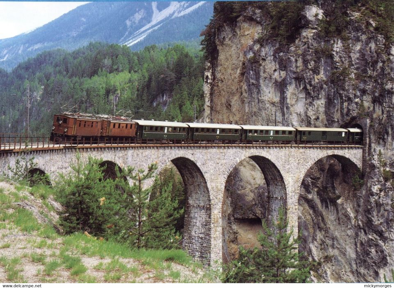 RhB Ge 355 & 353 Viaduc Filisur 1981 - Filisur