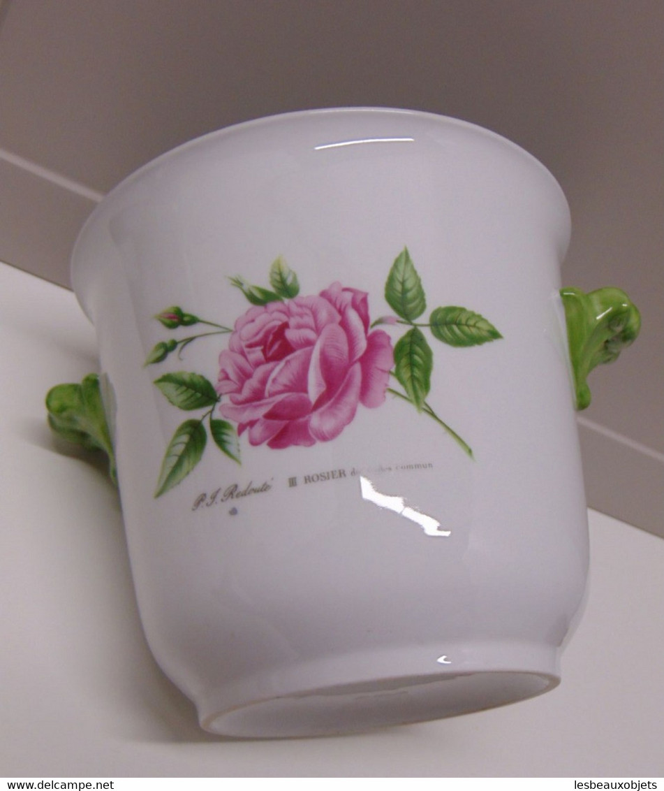 *POT RAFRAICHISSOIR CACHE POT PORCELAINE ALLEMANDE Fleurs ROSIERS Redouté   E