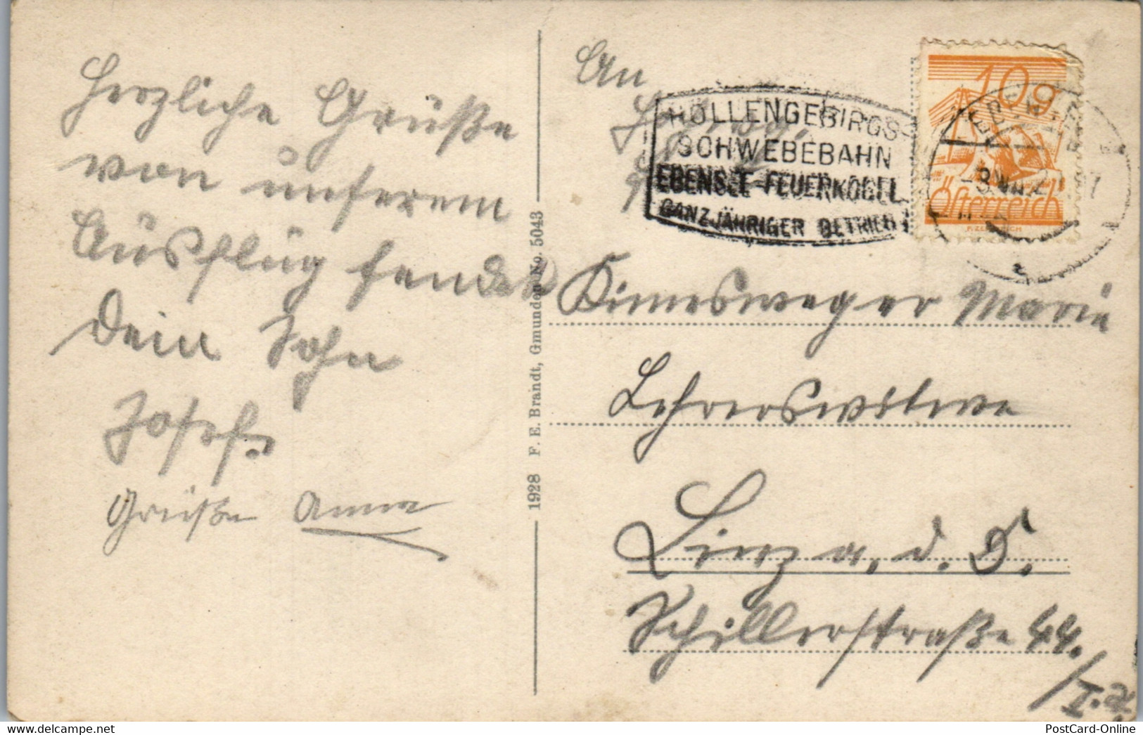 34951 - Oberösterreich - Traunkirchen , Salzkammergut - Gelaufen 1928 - Traun