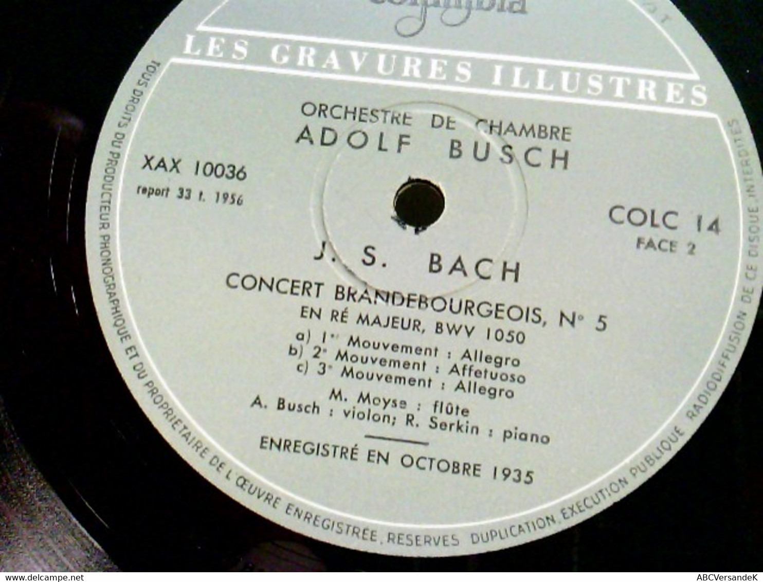 Orchestre De Chambre*, Adolf Busch  Concerts Brandebourgeois Nos 3,4 & 5 - Sports
