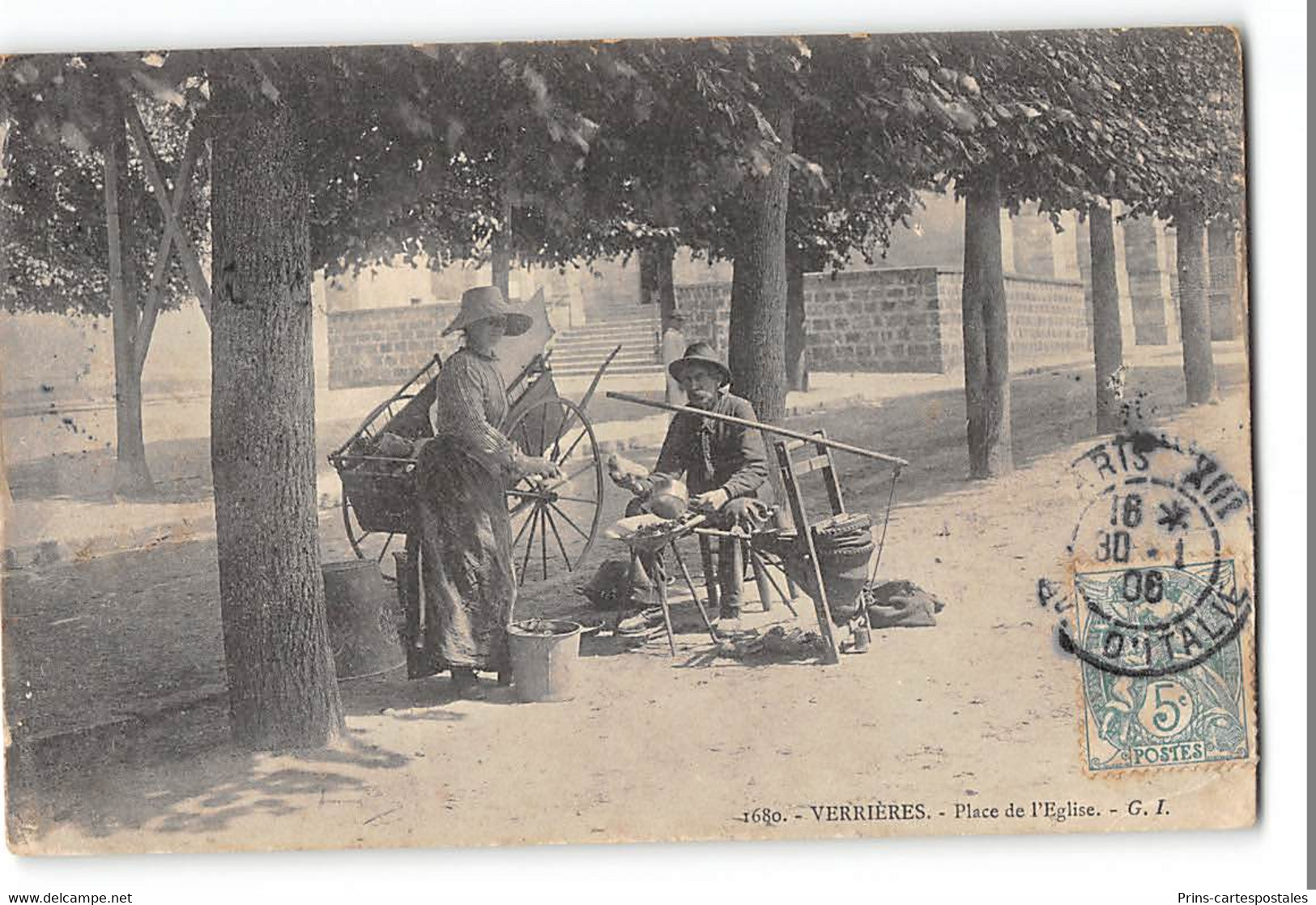 CPA 91 Carte Photo Verrières Place De L'Eglise Etameur - Verrieres Le Buisson