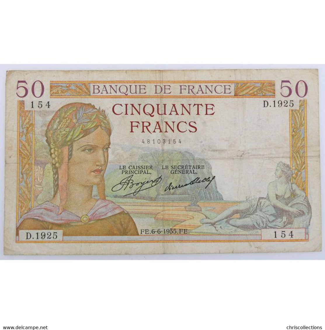 50 Francs Cérès 6-6-1935, D.1925 , TB - 50 F 1934-1940 ''Cérès''