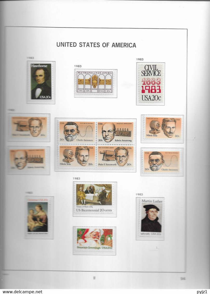 1983 MNH USA  Year Complete According To DAVO Album, Postfris** - Años Completos