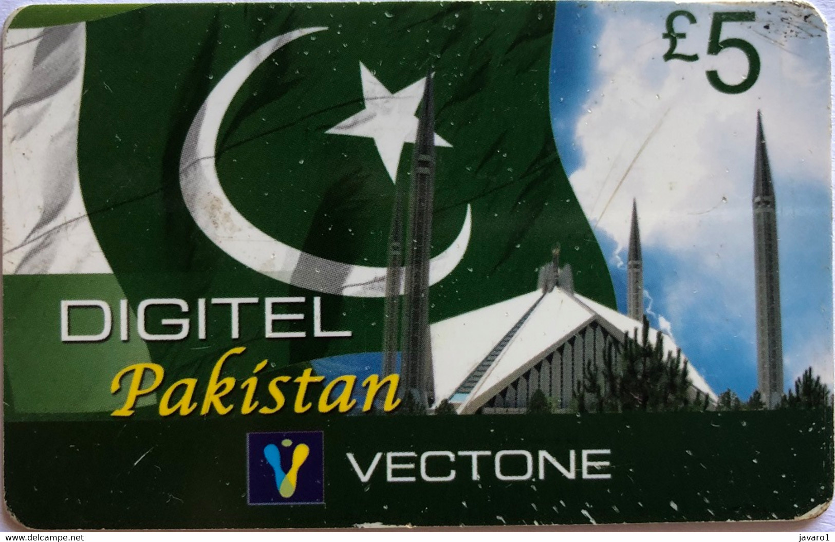 DIFFERENT : VEC02 5L Vectone DIGITEL PAkistan Pakistan Flag Mosque USED - Otros & Sin Clasificación