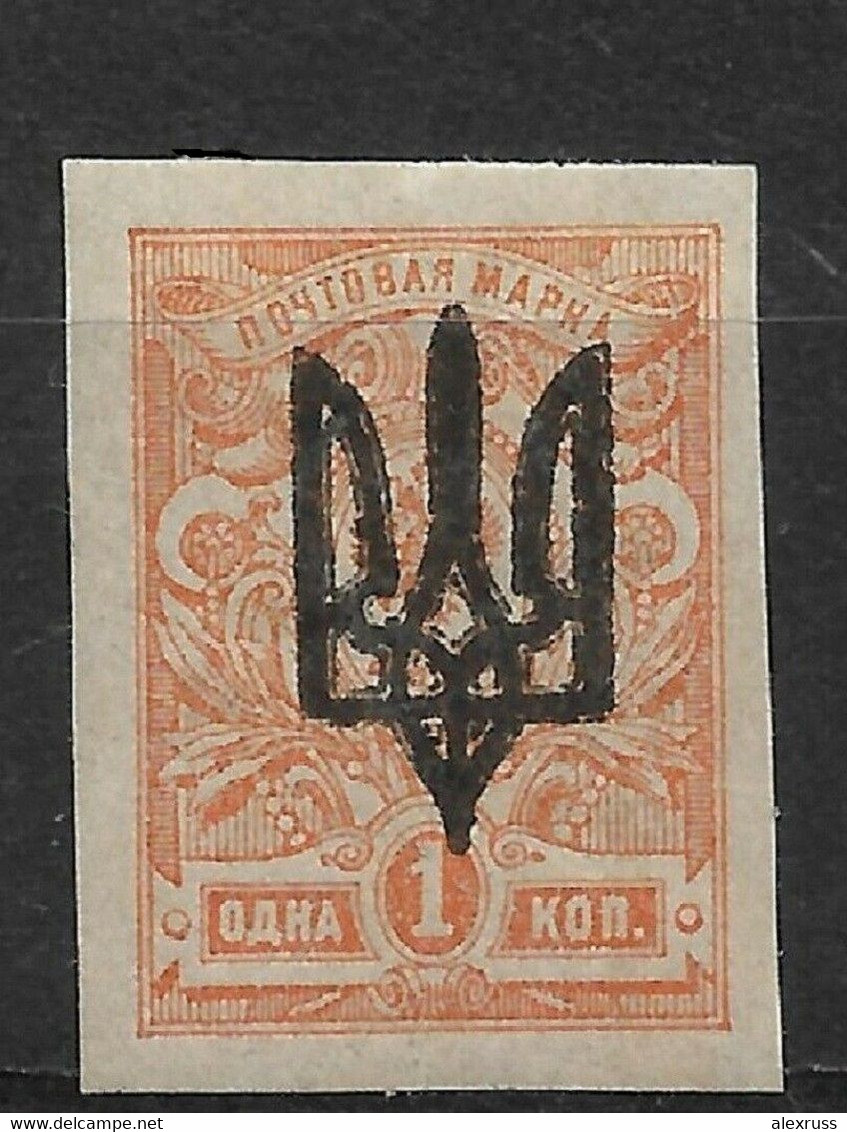 Ukraine/Russia 1919, Civil War, KIEV Type-3 Trident, 1 Kop. Imperf !, VF MLH*OG (OLG-8) - Ukraine & Ukraine Occidentale