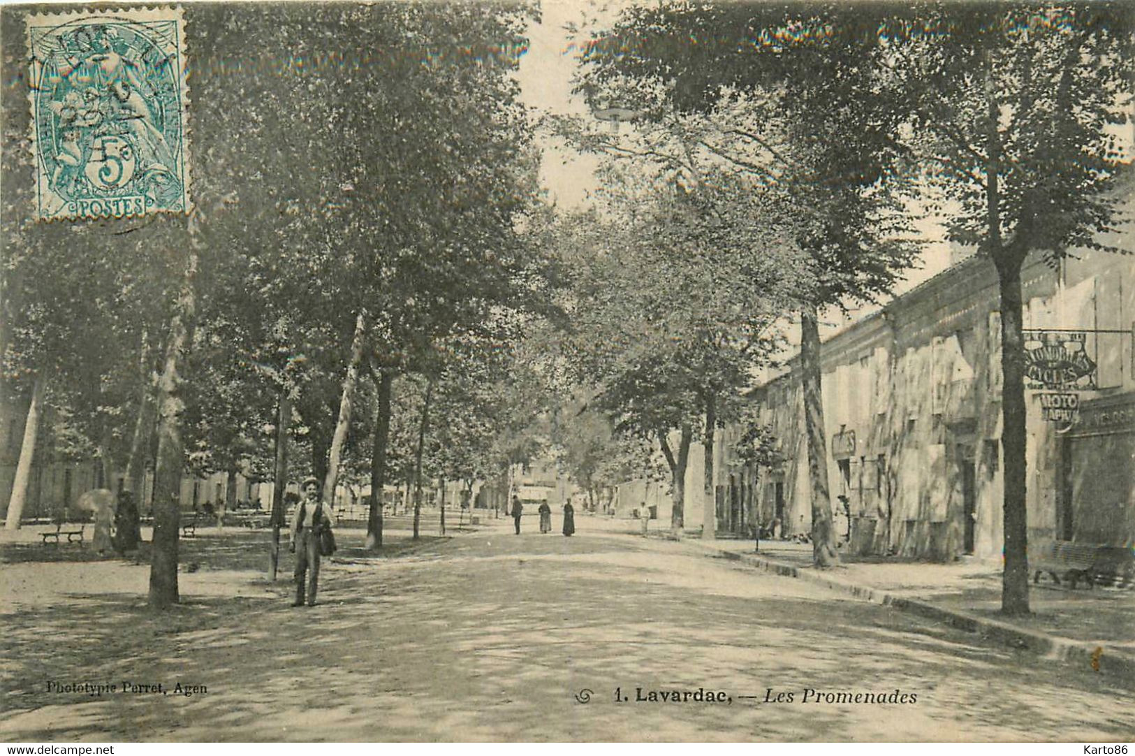 Lavardac * 1905 * Les Promenades * Magasin Cycles & Automobiles * Rue - Lavardac