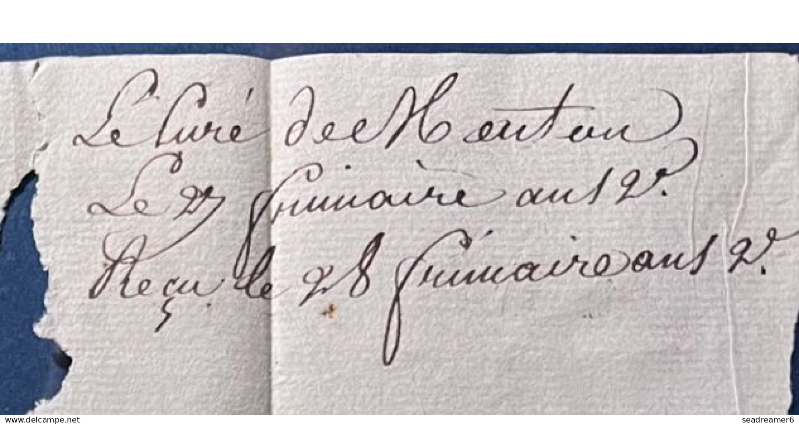 Lettre Du Curé De MENTON 1803 Marque " 85 / Menton " Pour MONACO Pas Courant En Local... - ...-1885 Vorphilatelie