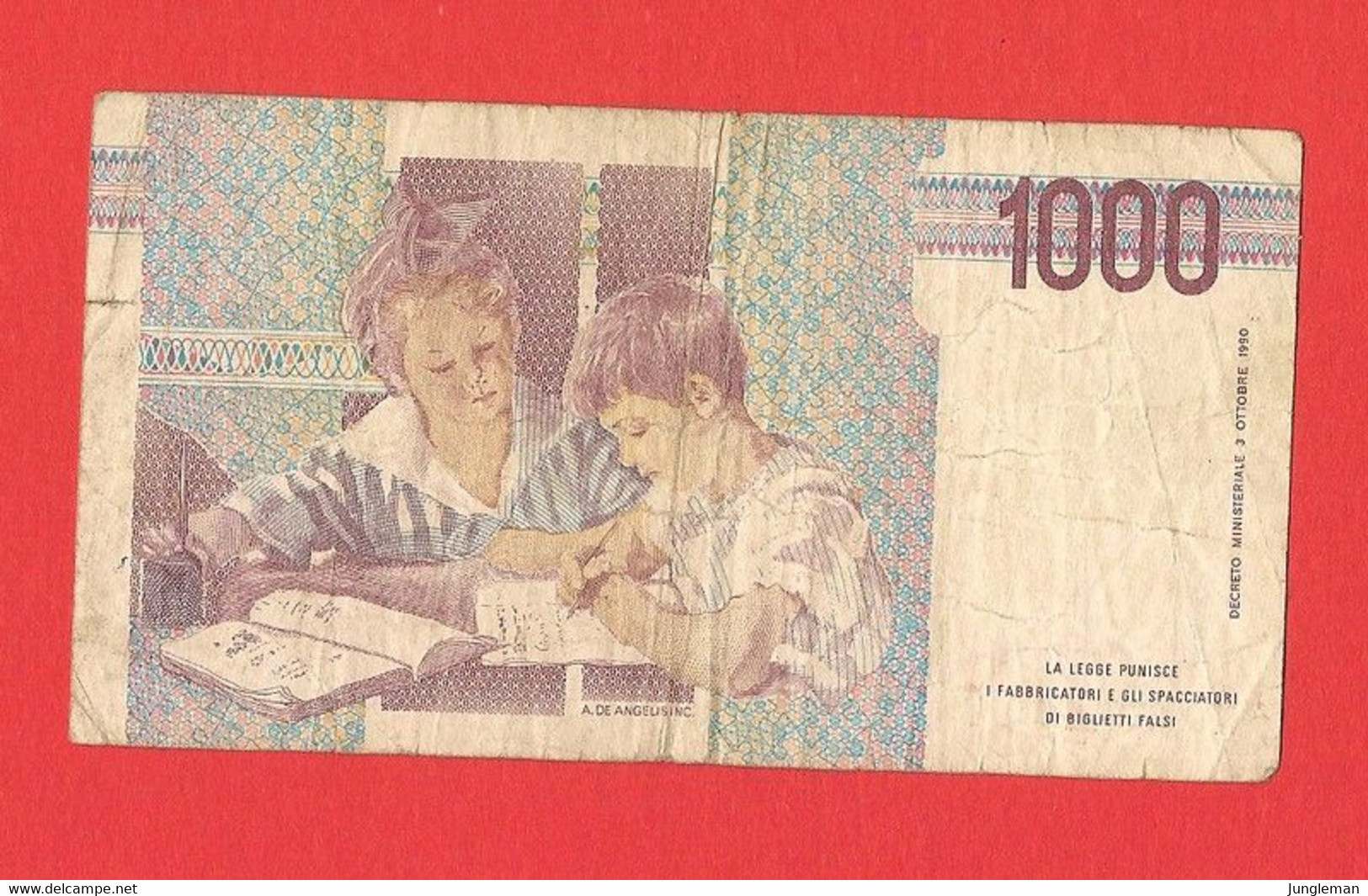 1000 Lire - NC 334100 T - Maria Montessori - Avec Plis Et Déchirures - 1.000 Lire