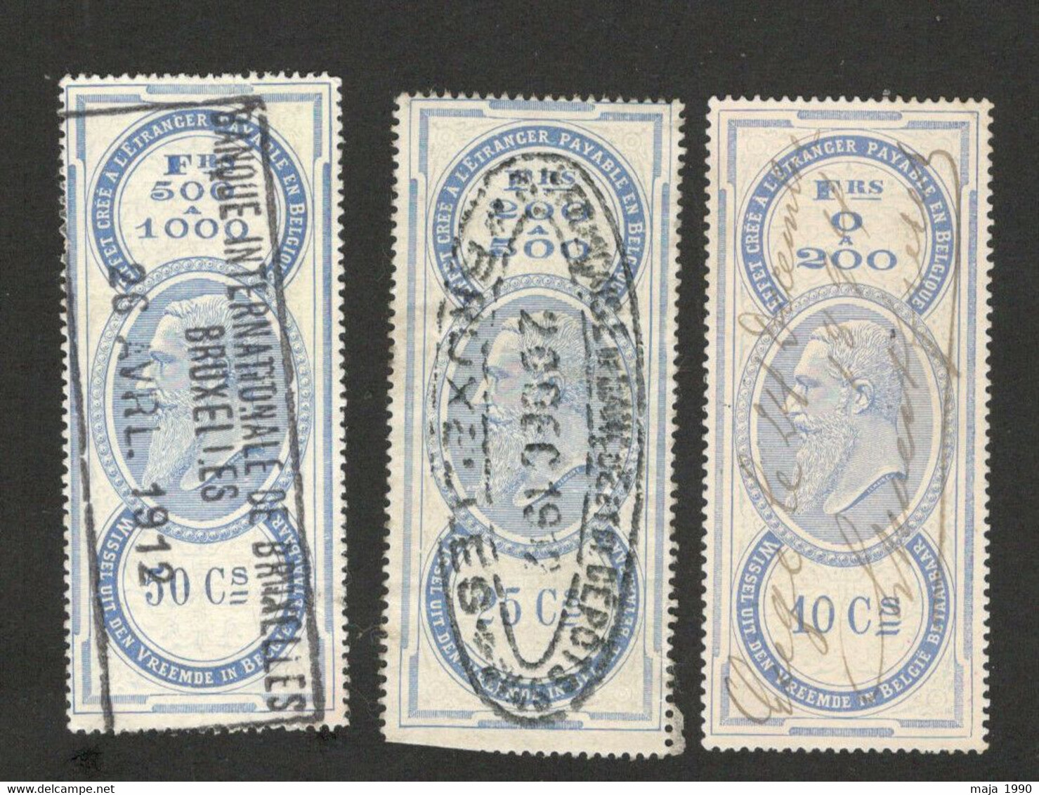 BELGIUM - 3 USED OLD REVENU STAMPS (9) - Timbres