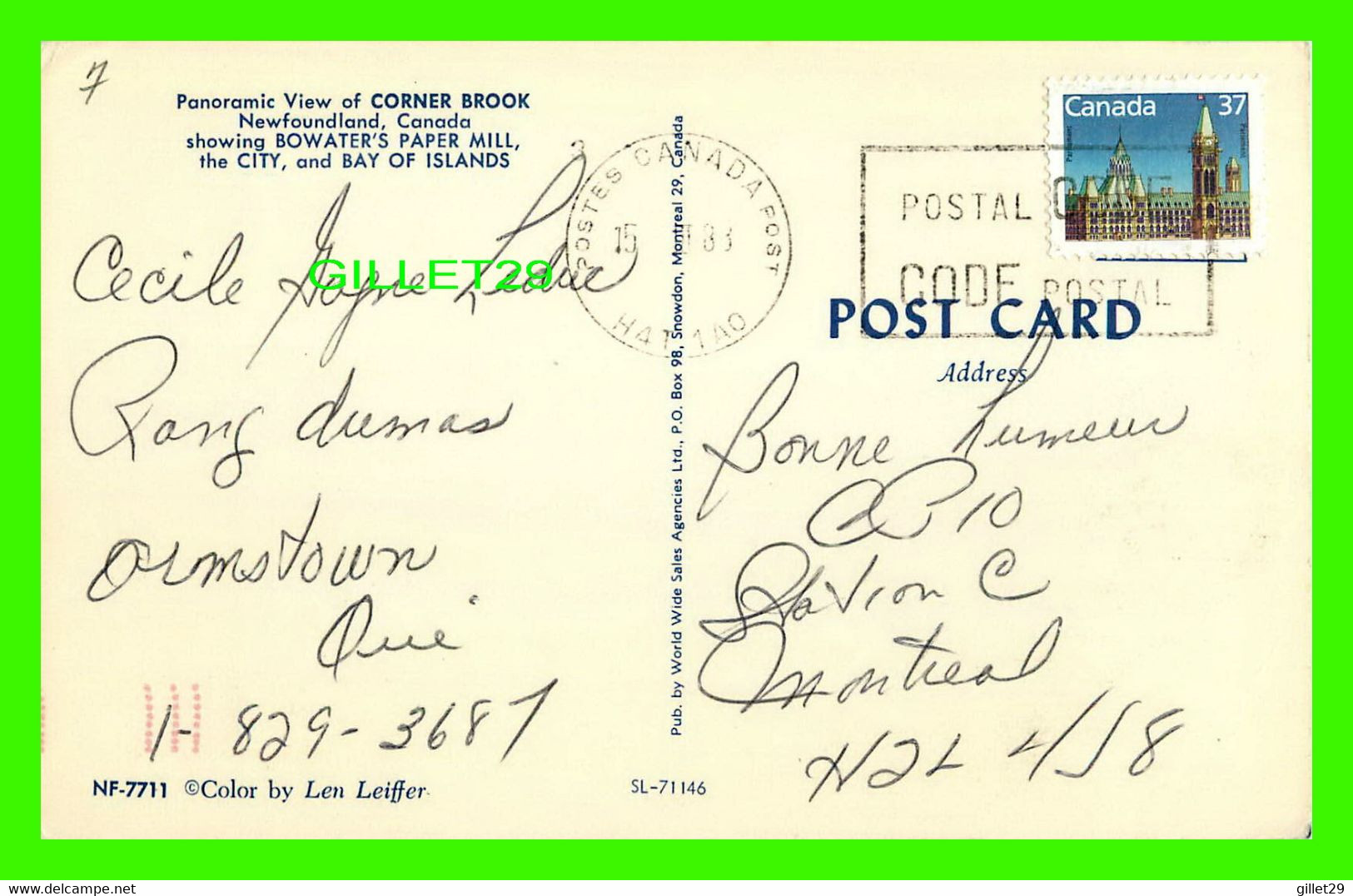 CORNER BROOK, NEW-FOUNDLAND - BOWATER'S PAPER MILL, THE CITY AND BAY OF ISLANDS - TRAVEL IN 1983 - - Sonstige & Ohne Zuordnung