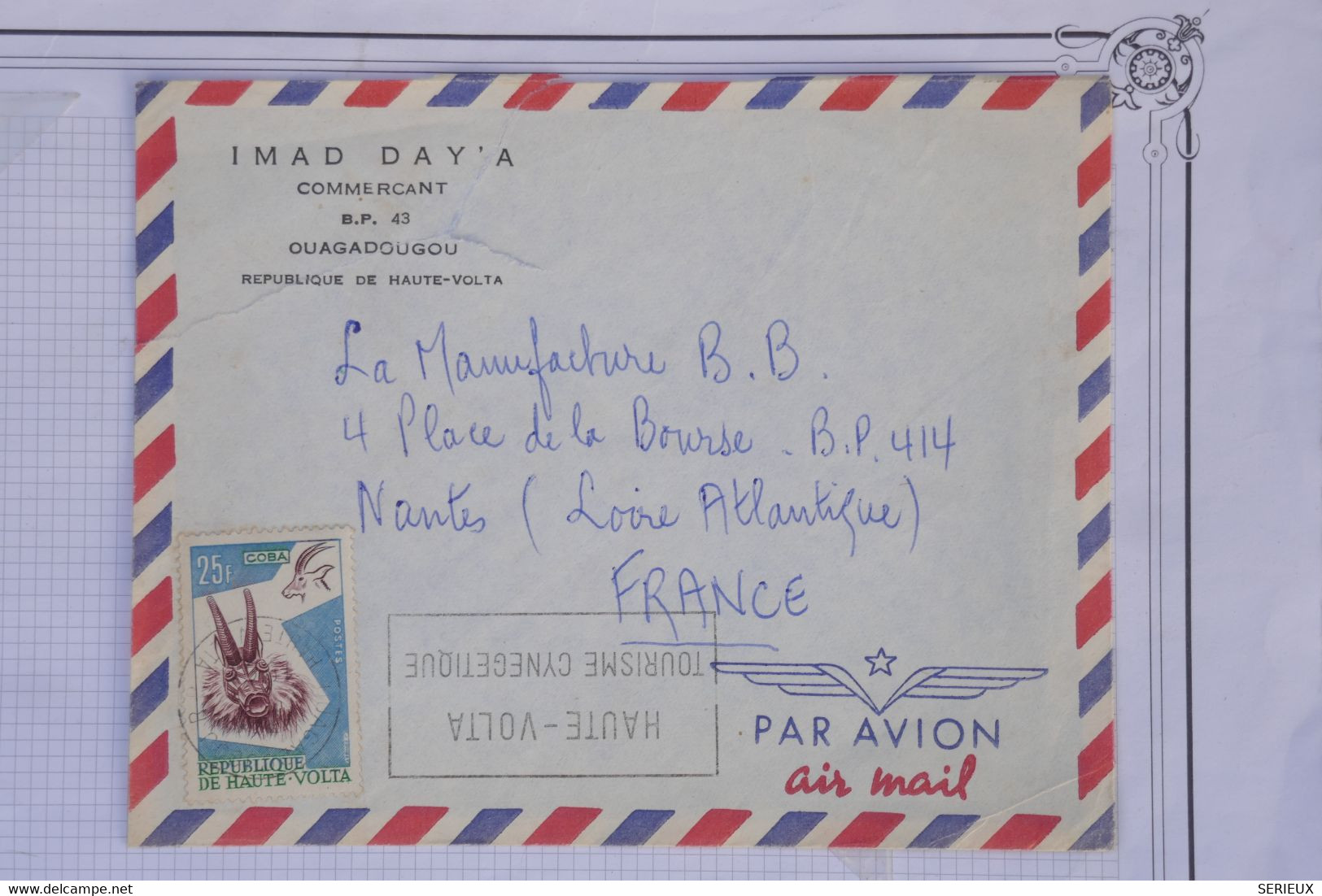 AX15  HAUTE VOLTA  BELLE LETTRE  1950  OUAGADOUGOU POUR  NANTES  FRANCE  + AFFRANCH. PLAISANT - Lettres & Documents