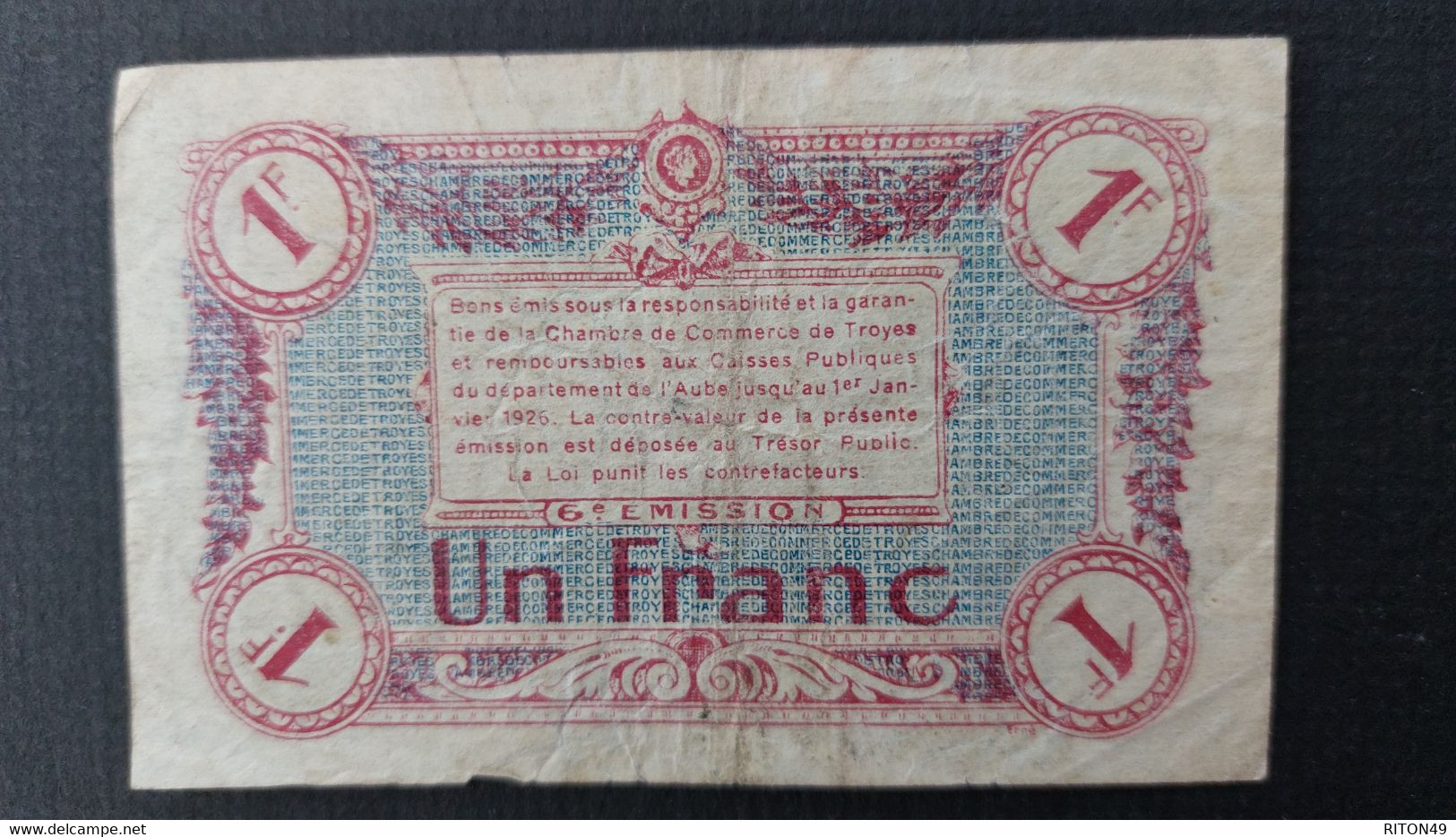 BILLET 1926 FRANCE 1 FRANC - Ohne Zuordnung