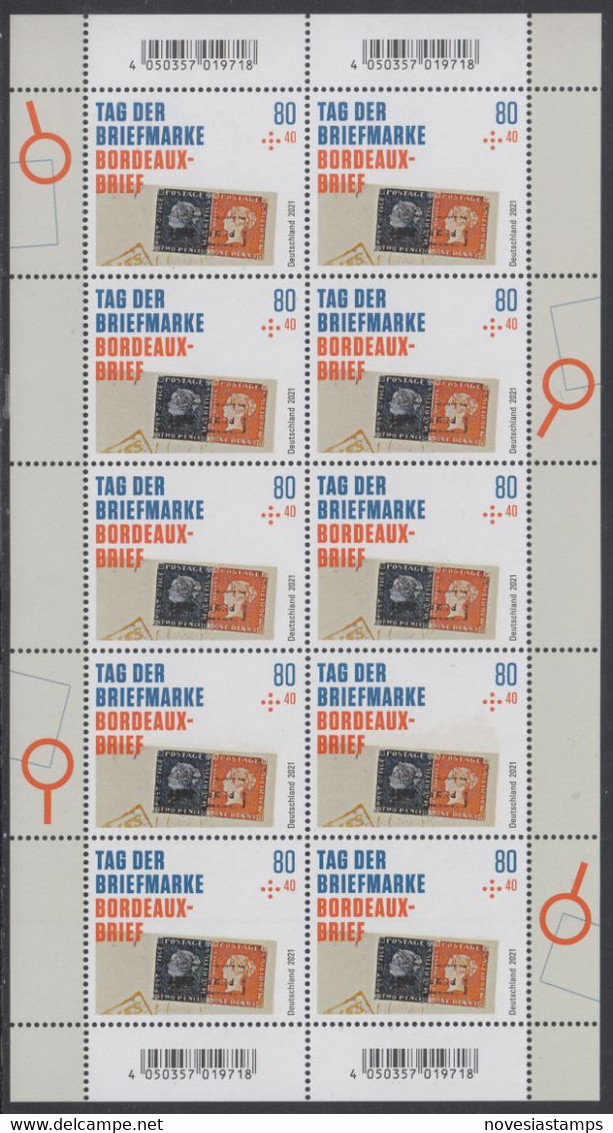 !a! GERMANY 2021 Mi. 3623 MNH SHEET(10) - Philatelic Day; Bordeaux-letter - 2021-…