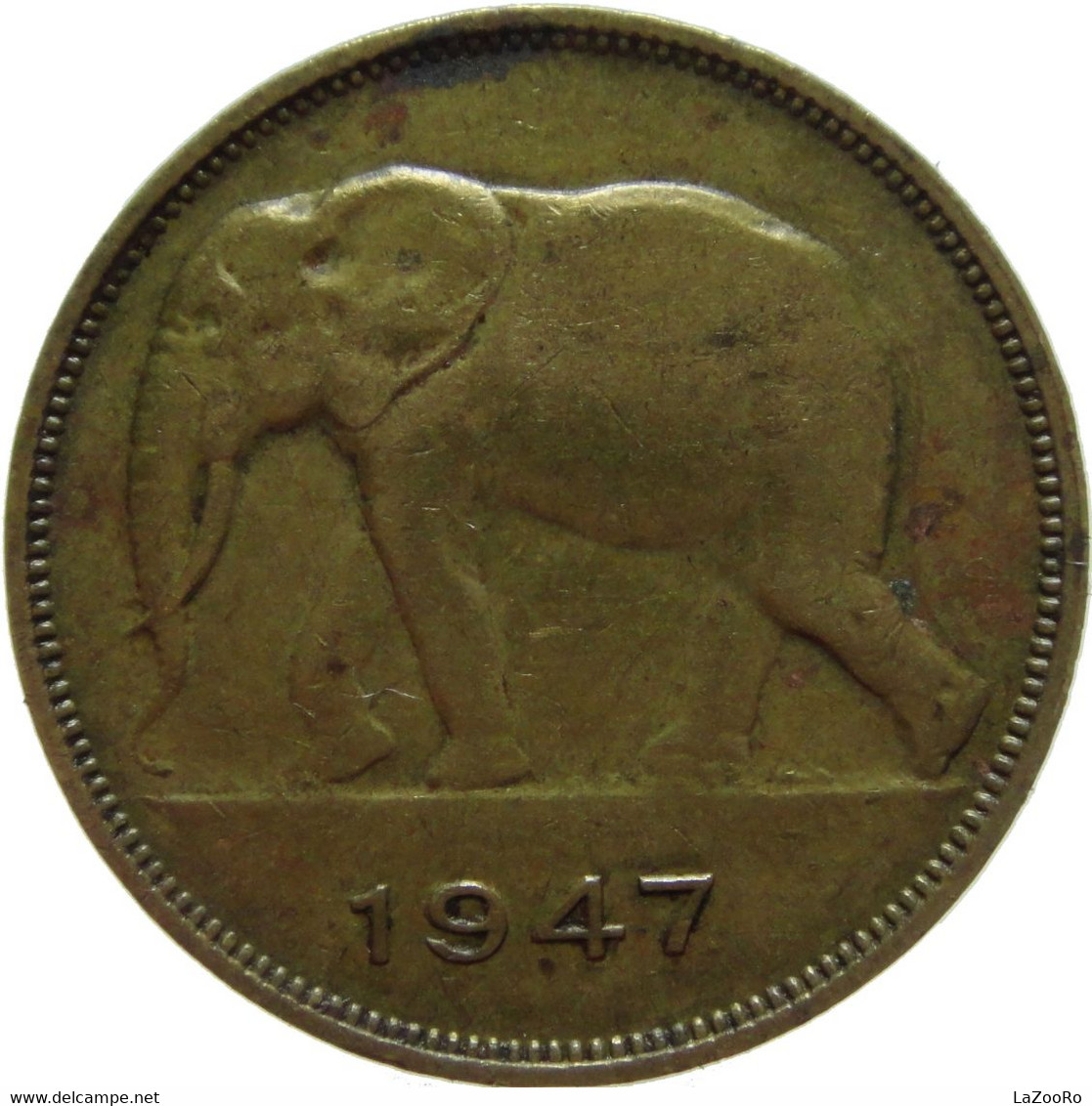 LaZooRo: Belgian Congo 5 Francs 1947 XF - 1945-1951: Regency