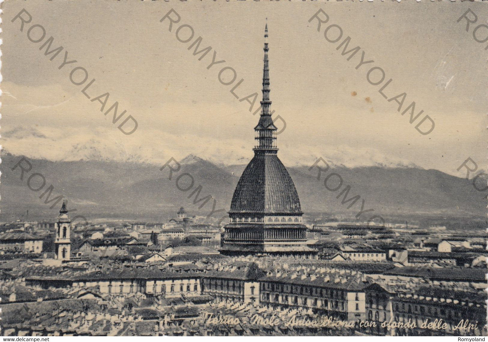 CARTOLINA  TORINO,PIEMONTE,MOLE ANTONELLIANA CON SFONDO DELLE ALPI,STORIA,BELLA ITALIA,CULTURA,VIAGGIATA 1953 - Mole Antonelliana