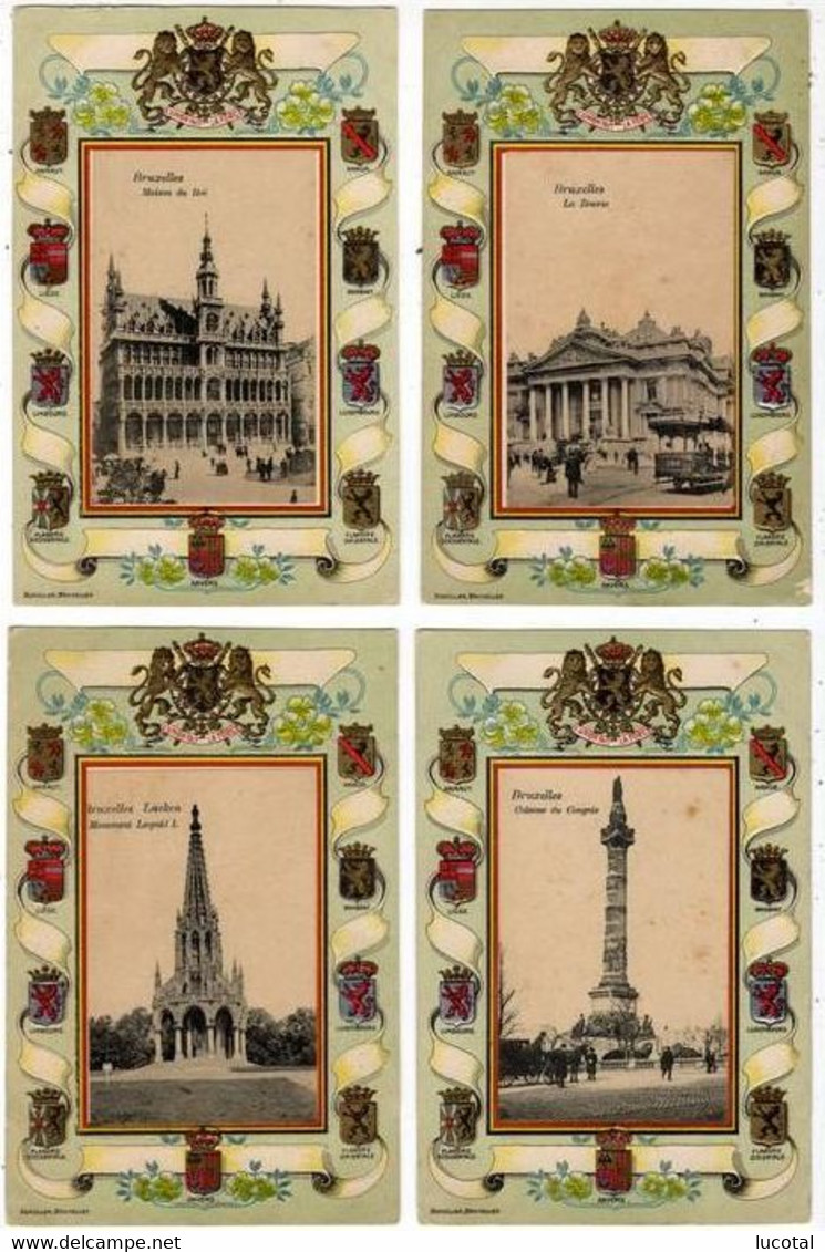 Bruxelles - Lot De 4 Cartes Postales - Ecussons Des 9 Provinces - 4 Vues De Bruxelles - Editeur Schüller, Bxl - Sets And Collections