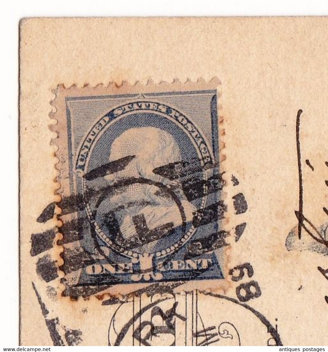 Postal Stationery 1889 One Cent Thomas Jefferson New York USA Bruxelles Belgique Henri Lamerlin Librairie - ...-1900