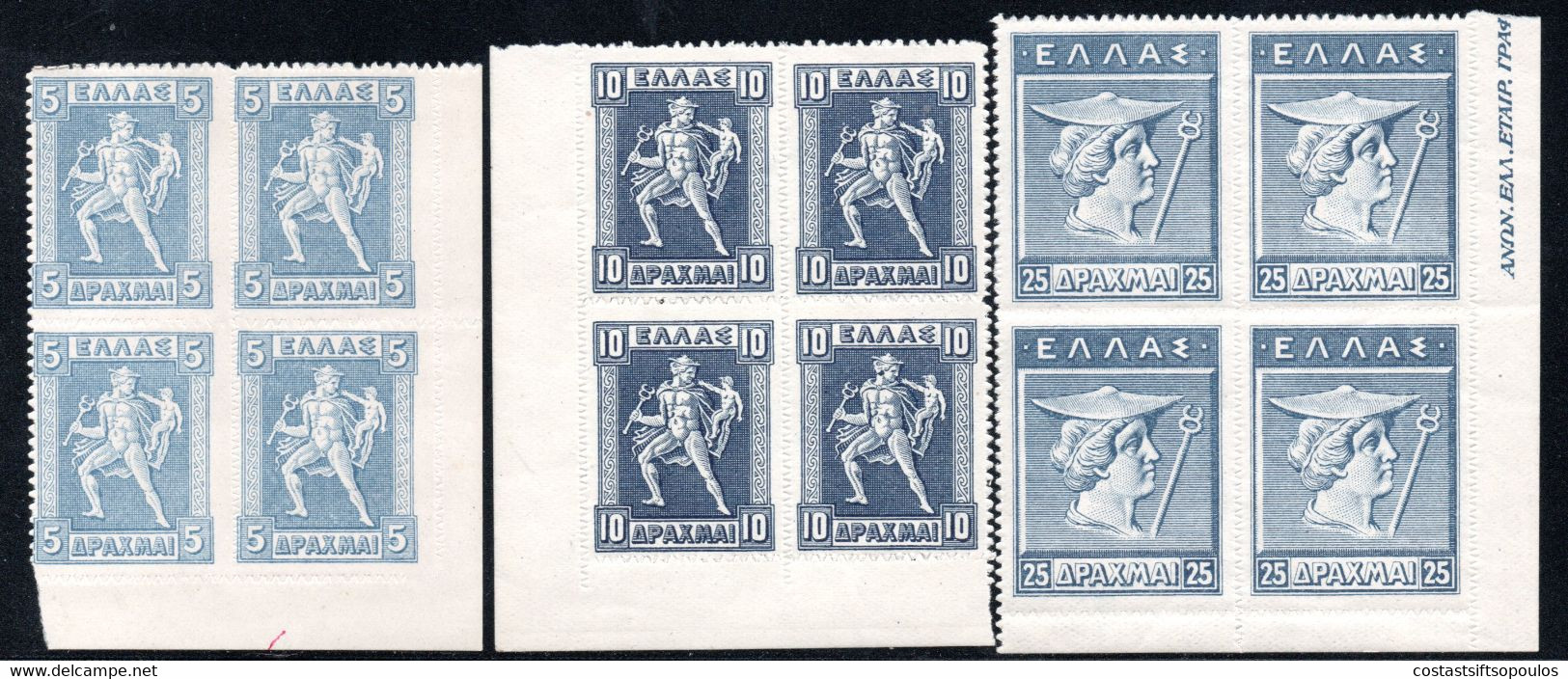 932.GREECE.1912-1923 LITHO Y.T.194A-198L,SC.214-231 MNH BLOCKS OF 4,2-3 VERY LIGHT WRINKLES NOT AFFECTING PAPER.5 SCANS - Ungebraucht