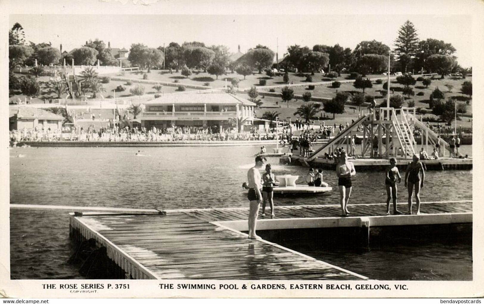 Australia, VIC, GEELONG, Swimming Pool, Gardens, Eastern Beach, Rose Series RPPC - Geelong